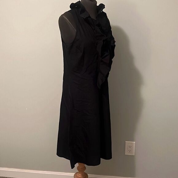 Lauren Ralph Lauren Women's Black Ruffle Pleated Sleeveless Sheath Dress Size 12 - Picture 7 of 9